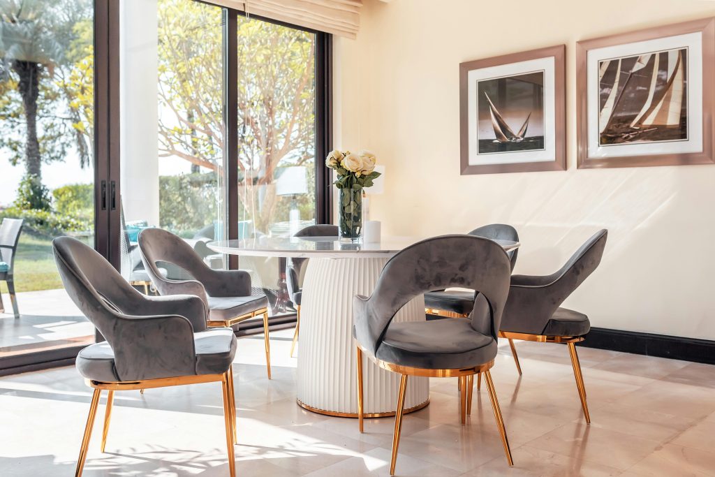 Modern dining room in villa